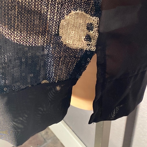 FASHION EXIT - vest tank: black sequins w gold sequin skulls, sheer rear - L - Picture 11 of 16